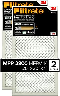 Filtrete 20x30x1, AC Furnace Air Filter, MPR 2800, Healthy Living Ultrafine Particle Reduction, 2-Pack (exact dimensions 19.844 x 29.844 x 0.78)