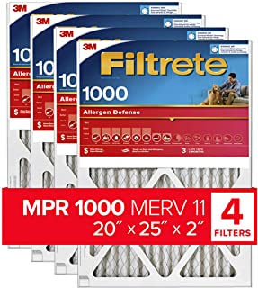 Filtrete 20x25x2 MPR 1000 AC Furnace Air Filter, Micro Allergen Defense, 4 Pack (exact dimensions 19.8 x 24.81 x 1.81)
