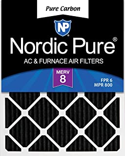 Nordic Pure 14x20x1 MERV 8 Pure Carbon Pleated Odor Reduction AC Furnace Air Filters 3 Pack