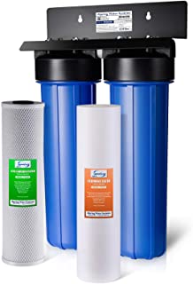 iSpring WGB22B 2-Stage Whole House Water Filtration System Big Blue with 20” x 4.5” Fine Sediment and Carbon Block Filters, Removes 99% of Chlorine