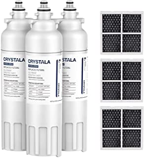 Crystala Filters LT800P Refrigerator Water Filter for LG, Compatible ADQ73613408, ADQ73613401, ADQ73613402, 9490, 469490, LSXS26326S and ADQ73214404 Air Filter LT120F ADQ73334008 for LG ( 3+3 PACKS)