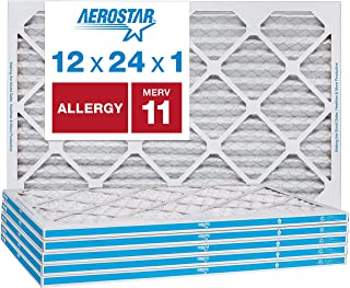 Aerostar Allergen and Pet Dander 12x24x1 MERV 11 Pleated Air Filter Made in the USA 6 Pack