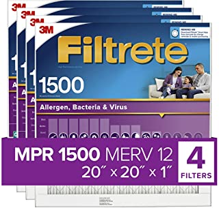 Filtrete 2002-4PK 20x20x1, AC Furnace Air Filter, MPR 1500, Healthy Living Ultra Allergen, 4-Pack