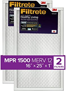Filtrete UR01-2PK-1E 16x25x1, AC Furnace Air Filter, MPR 1500, Healthy Living Ultra Allergen, 2-Pack