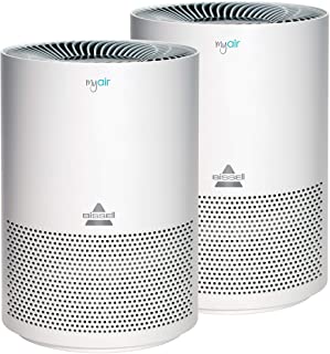 Bissell MYair, 2 Pack, Purifier with High Efficiency and Carbon Filter for Small Room and Home, Quiet Bedroom Air Cleaner for Allergies, Pets, Dust, Dander, Pollen, Smoke, Odors, Timer, 27809, 2 Count