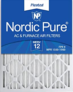 Nordic Pure 16x25x2 MERV 12 Pleated AC Furnace Air Filters 3 Pack