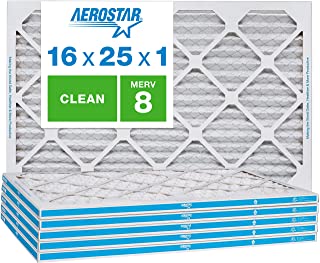 Aerostar Clean House 16x25x1 MERV 8 Pleated Air Filter, Made in the USA, 6-Pack,White