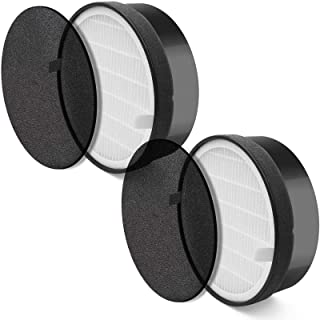 LEVOIT LV-H132-RF 2 Pack Replacement, 3-in-1 Nylon Pre, True HEPA, High-Efficiency Activated Carbon Filter, Black, 2 Count