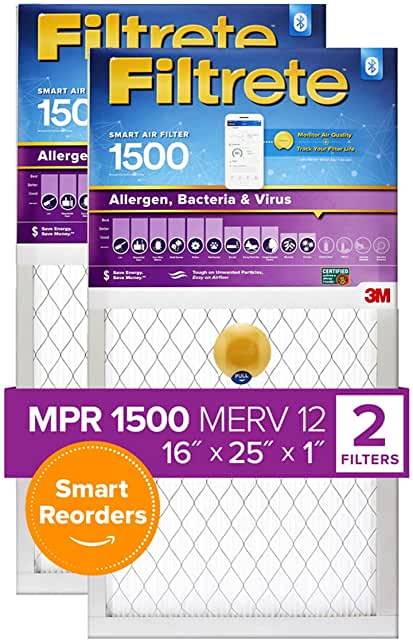 Filtrete S-UR01-2PK-1E 16x25x1 Smart Replenishable AC Furnace Air Filter, MPR 1500, Allergen, Bacteria & Virus, 2-Pack