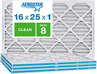 Aerostar Clean House 16x25x1 MERV 8 Pleated Air Filter, Made in The USA, 4-Pack, White