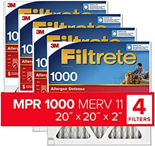 Filtrete 20x20x2 MPR 1000 AC Furnace Air Filter, Micro Allergen Defense, 4 Pack (exact dimensions 19.5 x 19.5 x 1.75)