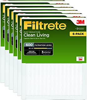 Filtrete Clean Living Dust Reduction AC Furnace Air Filter, MPR 600, 12 x 12 x 1-Inches, 6-Pack