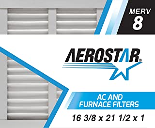 Aerostar 16 3/8x21 1/2x1 MERV 8 Pleated Air Filter, Made in the USA, 6-Pack