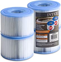 Intex Spa Filter Cartridges [Set of 4] Intex S1 Twin Pack For Intex Spa Filter Pumps - Bundled with (2) SEWANTA Oil Absorbing Sponges.