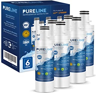 (6 Pack) PURELINE LT1000P Water Filter Replacement with Advanced Filtration. Compatible for LG Models LT1000P, ADQ747935, MDJ64844601, LMXS28626S, LMXC23796S, LFXS26973D, and Kenmore 9980.