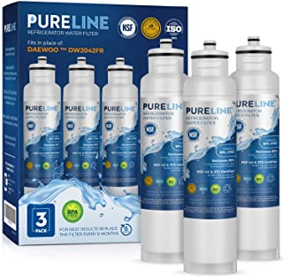 PURELINE DW2042FR-09 Refrigerator Water Filter. Compatible with Daewoo DW2042FR-09, DW2042FR, and Kenmore 46-9130. TRIPLE ACTION FILTRATION with Advance Carbon Block. (3 Pack)