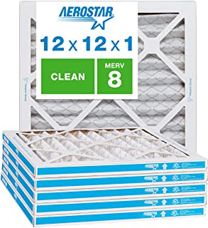 Aerostar Clean House 12x12x1 MERV 8 Pleated Air Filter Made in the USA Actual Size 11 3/4