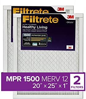 Filtrete UR03-2PK-1E 20x25x1, AC Furnace Air Filter, MPR 1500, Healthy Living Ultra Allergen, 2-Pack